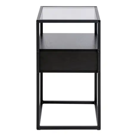 Buy Stylish Randolf Bedside Table: Black & Smoked Glass Finish, 4 from Furnituretta