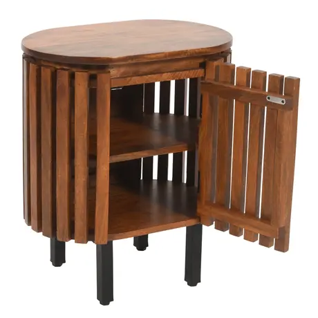 Buy Enhance Your Bedroom Decor with a Slatted Mango Wood Table, 2 from Furnituretta