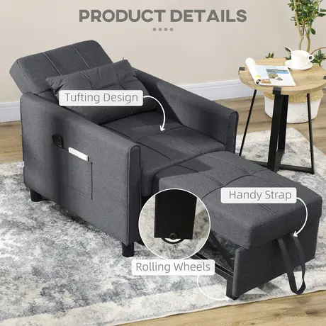Buy Homcom Folding Sofa Bed, Pull Out Single Sleeper, 7 from Furnituretta