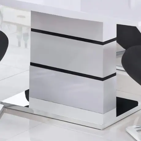 Buy Leona High Gloss Ext Dining Table White & Black, 2 from Furnituretta