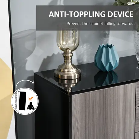 Buy Homcom High Gloss Sideboard, Side Cabinet, Push-Open Design, 5 from Furnituretta