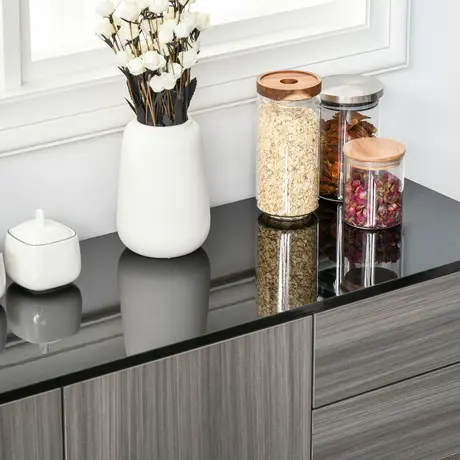 Buy Homcom High Gloss Sideboard, Side Cabinet, Push-Open Design, 9 from Furnituretta