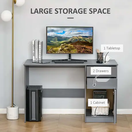 Buy Homcom High Gloss Computer Desk with Drawers, Modern Writing Desk, 5 from Furnituretta