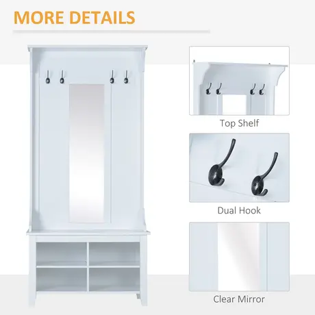 Buy Homcom Hallway Furniture Set Shoe Bench Storage Mirror Cabinet, 6 from Furnituretta