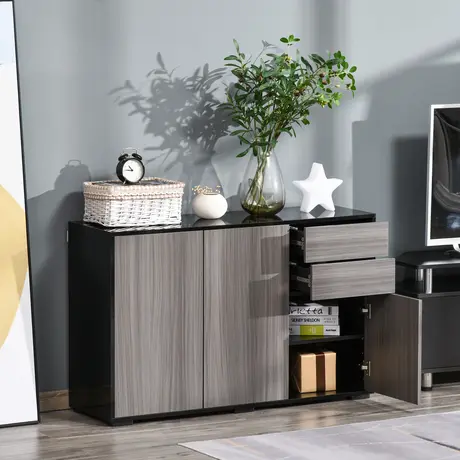 Buy Homcom High Gloss Sideboard, Side Cabinet, Push-Open Design, 2 from Furnituretta