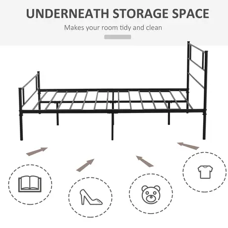 Buy Homcom King Size Metal Bed Frame, Solid Bedstead Base, 4 from Furnituretta