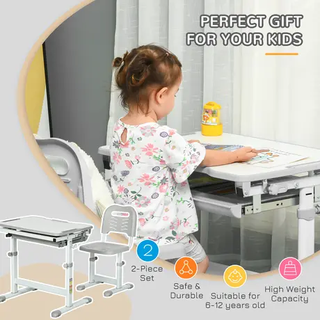 Buy Homcom Kids Desk and Chair Set Height Adjustable Writing Desk, 4 from Furnituretta