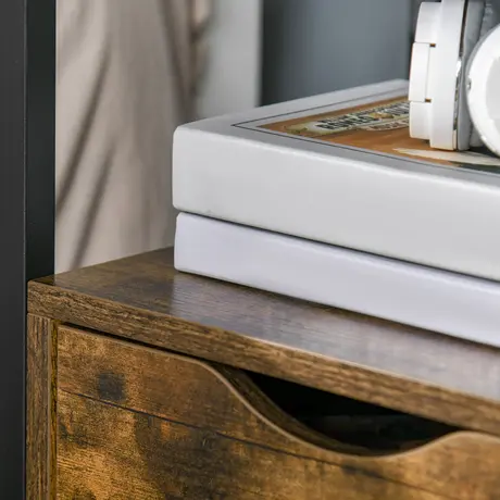 Buy Homcom Industrial Side Table with Drawer, Sofa Table, Bedside Cabinet, 9 from Furnituretta