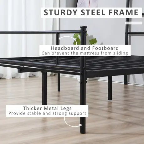 Buy Homcom King Size Metal Bed Frame, Solid Bedstead Base, 5 from Furnituretta
