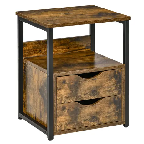 Buy Homcom Industrial Side Table with Drawer, Sofa Table, Bedside Cabinet from Furnituretta