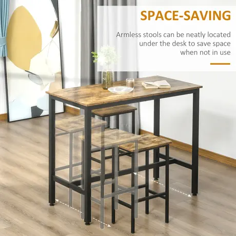 Buy Homcom Industrial Bar Stools, Set of 2 Kitchen Breakfast Chairs, 4 from Furnituretta