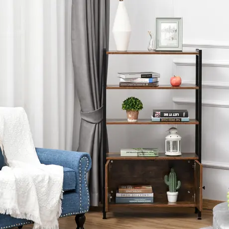 Buy Homcom Industrial Bookshelf, Storage Cabinet with 3-Tier with Doors, 4 from Furnituretta