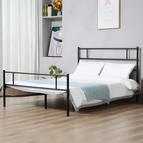 Buy Homcom King Size Metal Bed Frame, Solid Bedstead Base, 2 from Furnituretta