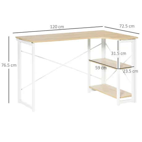 Buy Homcom L-Shaped Computer Desk, Folding Home Office Corner Desk, 3 from Furnituretta