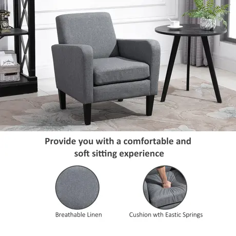 Buy Homcom Linen Single Armchair, with Padded Seat - Grey, 5 from Furnituretta