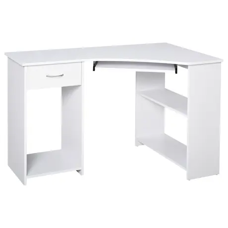 Buy Homcom L-Shaped Corner Computer Desk 2 Shelves Wide Worktop from Furnituretta