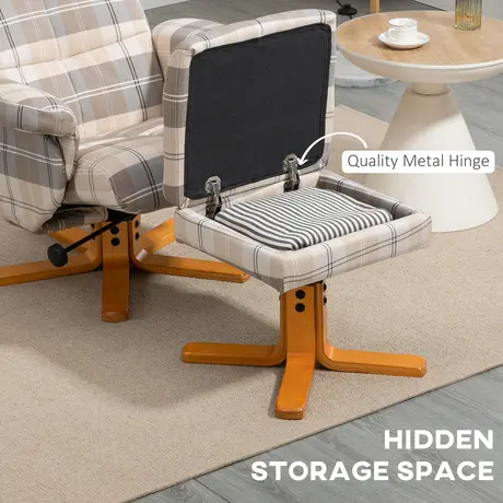 Buy Homcom Linen Swivel Recliner Chair with Footstool, 5 from Furnituretta