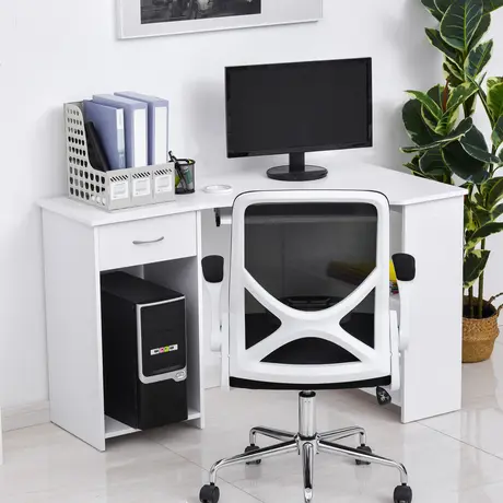 Buy Homcom L-Shaped Corner Computer Desk 2 Shelves Wide Worktop, 7 from Furnituretta