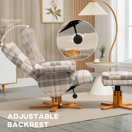 Buy Homcom Linen Swivel Recliner Chair with Footstool, 4 from Furnituretta