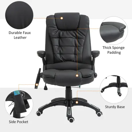 Buy Homcom Massage Chair with Heat, High Back PU Leather, 8 from Furnituretta