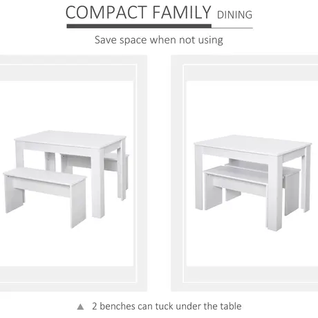 Buy Homcom Kitchen Dining Table and 2 Benches Set for Limited Space, 5 from Furnituretta