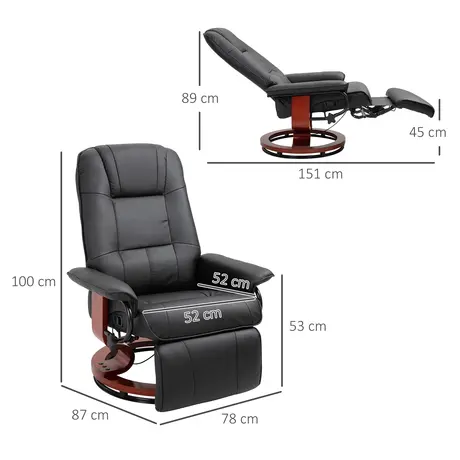 Buy Homcom Manual Recliner Chair Armchair Sofa with Faux Leather, 3 from Furnituretta