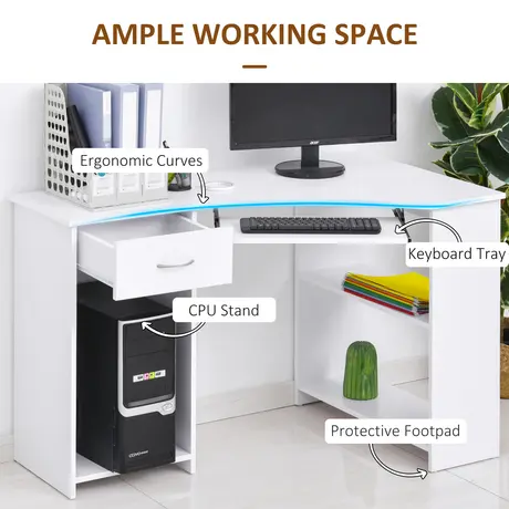 Buy Homcom L-Shaped Corner Computer Desk 2 Shelves Wide Worktop, 5 from Furnituretta