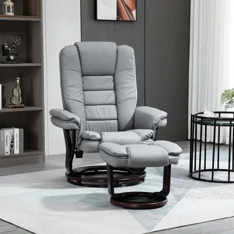 Buy Homcom Manual Recliner and Footrest Set Armchair with Swivel Wood Base, 2 from Furnituretta
