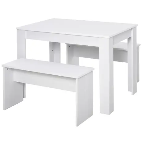 Buy Homcom Kitchen Dining Table and 2 Benches Set for Limited Space from Furnituretta