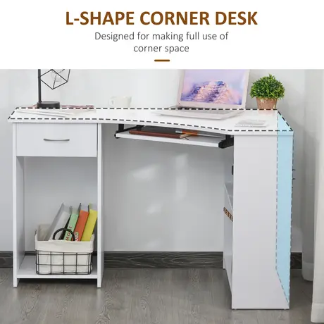 Buy Homcom L-Shaped Corner Computer Desk 2 Shelves Wide Worktop, 4 from Furnituretta