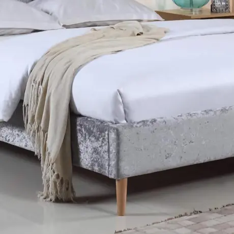 Buy Luxury King Size Bed: Mahala Crushed Velvet Silver, Size: King Size, 3 from Furnituretta