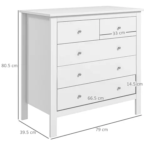 Buy Homcom Modern Chest of Drawers, 5 Drawer Storage Cabinet, 3 from Furnituretta