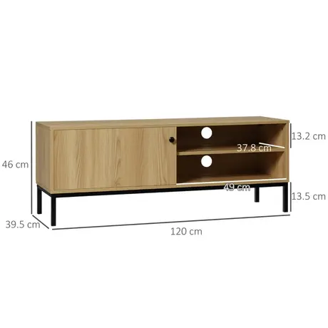 Buy HOMCOM Retro TV Stand Cabinet for TVs up to 50", TV Unit with 3 Compartments, TV Cabinet with Sliding Door for Living Room, 3 from Furnituretta