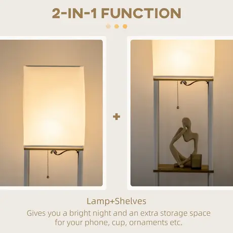 Buy Homcom Modern Floor Lamp with Shelves, 3 Layer Shelf Tall Standing Lamp, 5 from Furnituretta