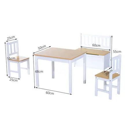 Buy Homcom Pine Wood Kids 4 Pc Furniture Set-Oak/White, 3 from Furnituretta