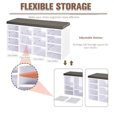Buy Homcom Multi-Storage Shoe Rack 14 Compartments Cushion, 6 from Furnituretta