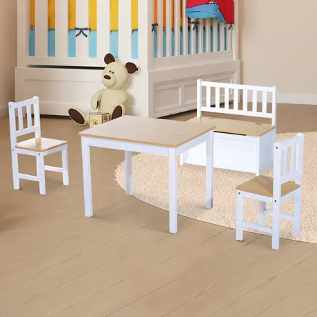 Buy Homcom Pine Wood Kids 4 Pc Furniture Set-Oak/White, 2 from Furnituretta