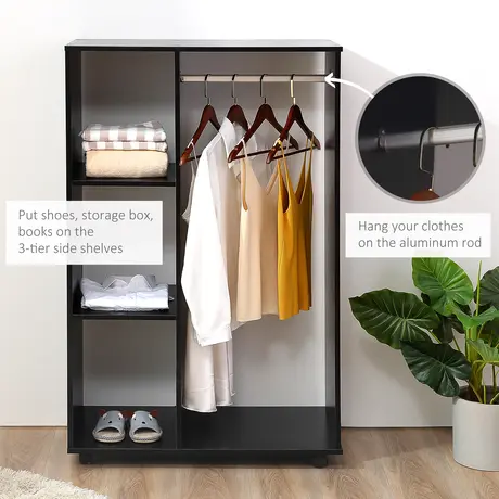 Buy Homcom Open Wardrobe with Hanging Rail and Storage Shelves, 7 from Furnituretta