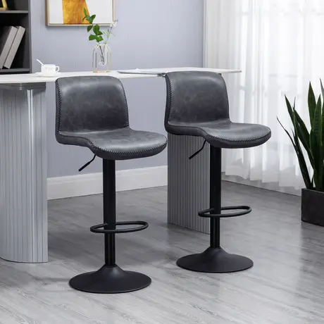 Buy Homcom Set of 2 Bar Stool Adjustable Height Swivel Footrest, 2 from Furnituretta