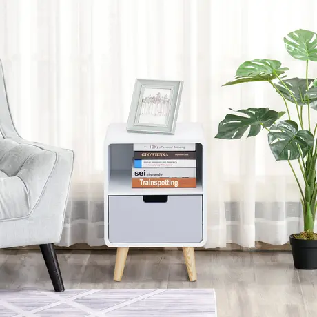 Buy Homcom Scandinavian Style Bedside Table, 40Lx38Wx58H cm, 9 from Furnituretta