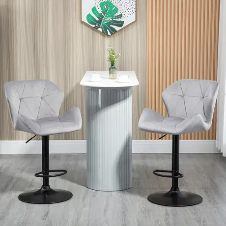 Buy Homcom Set Of 2 Bar stools With Backs , Velvet-Touch Barstool, 2 from Furnituretta