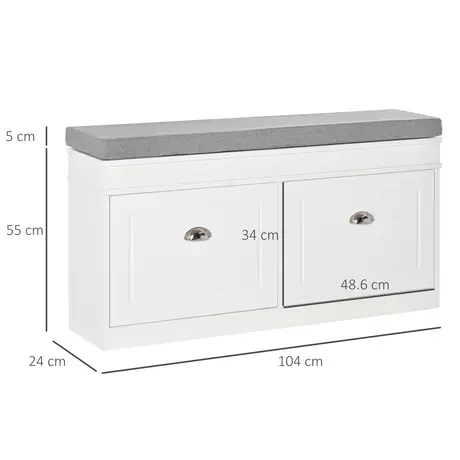 Buy Homcom Shoe Storage Bench with Seat Cushion Hallway Cabinet, 3 from Furnituretta