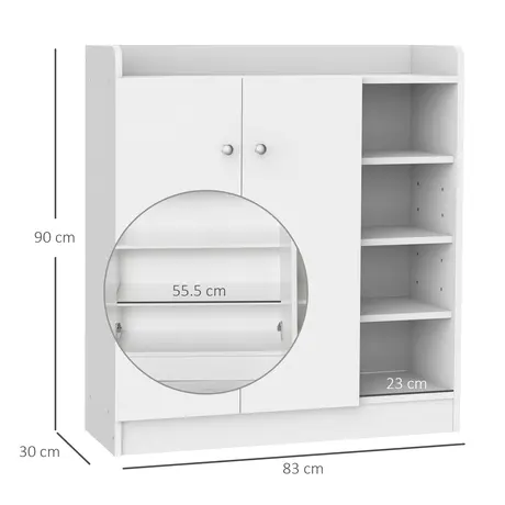 Buy Homcom Shoe Storage Cabinet Home Hallway Furniture 2 Doors, 3 from Furnituretta