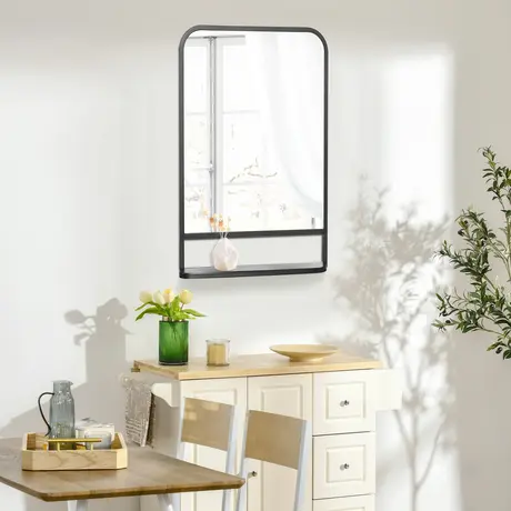 Buy Homcom Square Wall Mirror with Storage Shelf, 86 x 53 cm, 2 from Furnituretta