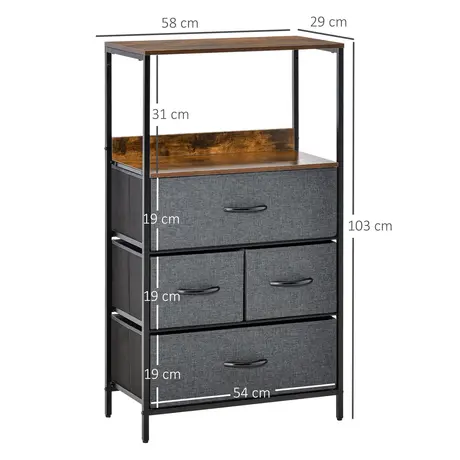 Buy Homcom Storage Chest, Drawers Bedroom Unit Storage Cabinet, 3 from Furnituretta