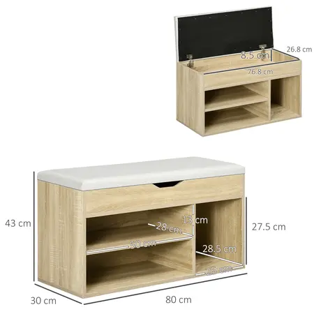 Buy Homcom Shoes Cabinet Bench Hidden Storage Padded Seat Organiser, 3 from Furnituretta