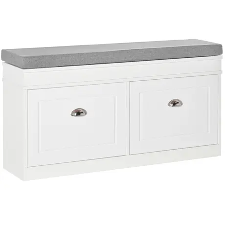 Buy Homcom Shoe Storage Bench with Seat Cushion Hallway Cabinet from Furnituretta