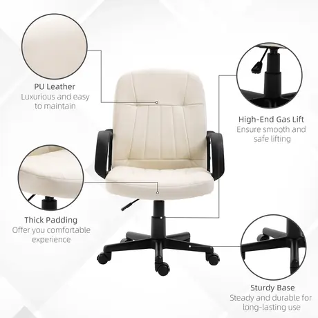Buy Homcom Swivel Executive Office Chair Home Office Mid Back, 6 from Furnituretta