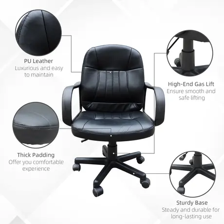Buy Homcom Swivel Executive Office Chair PU Leather Computer Desk, 6 from Furnituretta