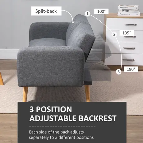 Buy Homcom Two Seater Sofa Bed, Convertible Linen Fabric Sofa, 5 from Furnituretta